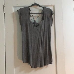 Gray casual cutout t-shirt